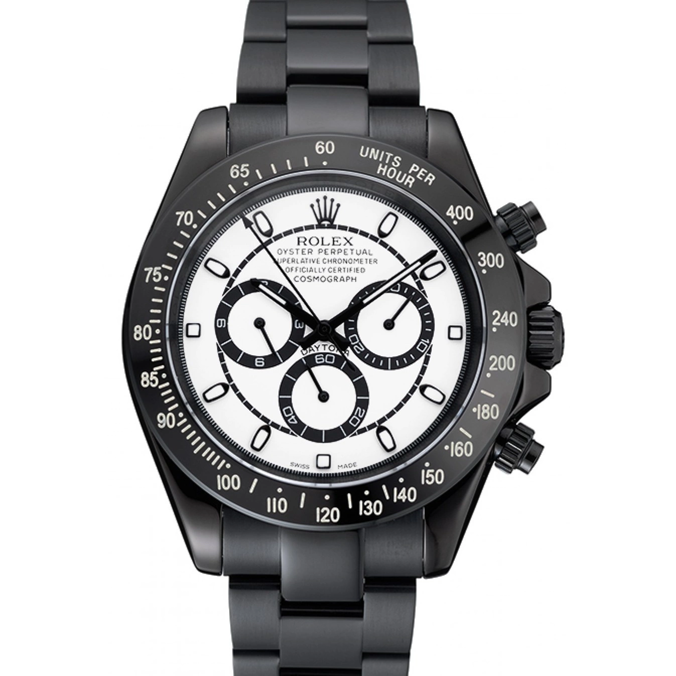 Aaa replica watch Black And Bracelet Dial And Stainless 1454249 Steel Daytona Rolex White Case Cosmograph Black 0802